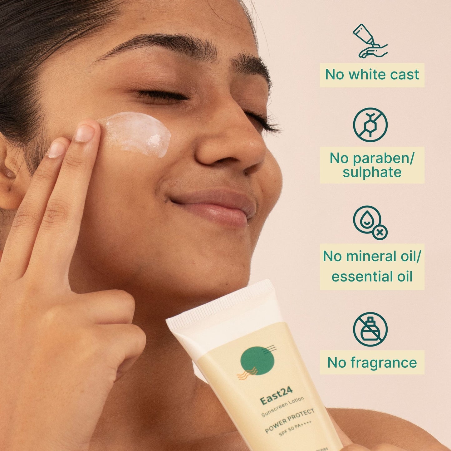 Non-greasy daily use sunscreen SPF 50 PA++++ application for Indian skin