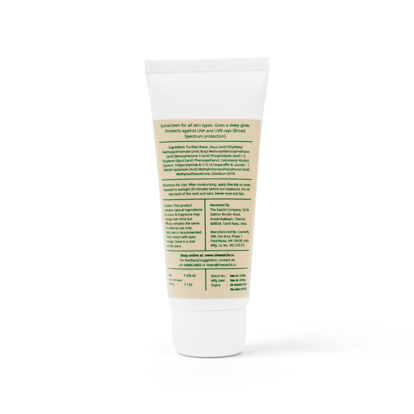 Power Protect Sunscreen SPF 50 Back View Tube