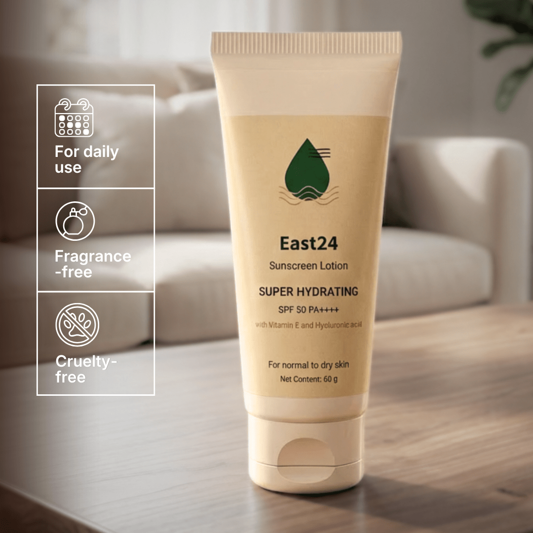 Sunscreen for normal to dry skin - Super Hydrating Broad Spectrum Sunscreen with SPF 50 PA++++ (Enriched with Hyaluronic Acid & Vitamin E) [60g]