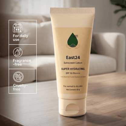 Sunscreen for normal to dry skin - Super Hydrating Broad Spectrum Sunscreen with SPF 50 PA++++ (Enriched with Hyaluronic Acid & Vitamin E) [60g]