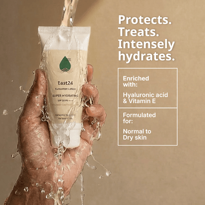 Sunscreen for normal to dry skin - Super Hydrating Broad Spectrum Sunscreen with SPF 50 PA++++ (Enriched with Hyaluronic Acid & Vitamin E) [60g]