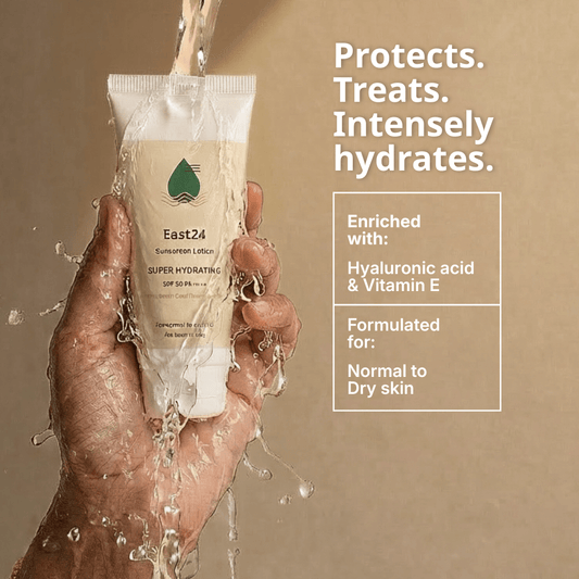 Sunscreen for normal to dry skin - Super Hydrating Broad Spectrum Sunscreen with SPF 50 PA++++ (Enriched with Hyaluronic Acid & Vitamin E) [60g]