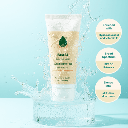 Sunscreen for normal to dry skin - Super Hydrating Broad Spectrum Sunscreen with SPF 50 PA++++ (Enriched with Hyaluronic Acid & Vitamin E) [60g]